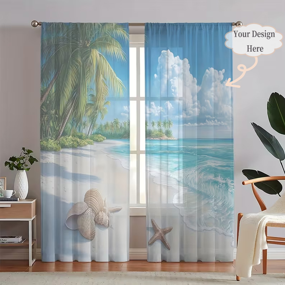 Home Decor Curtain - Rideaux transparents plats 2D personnalisés en