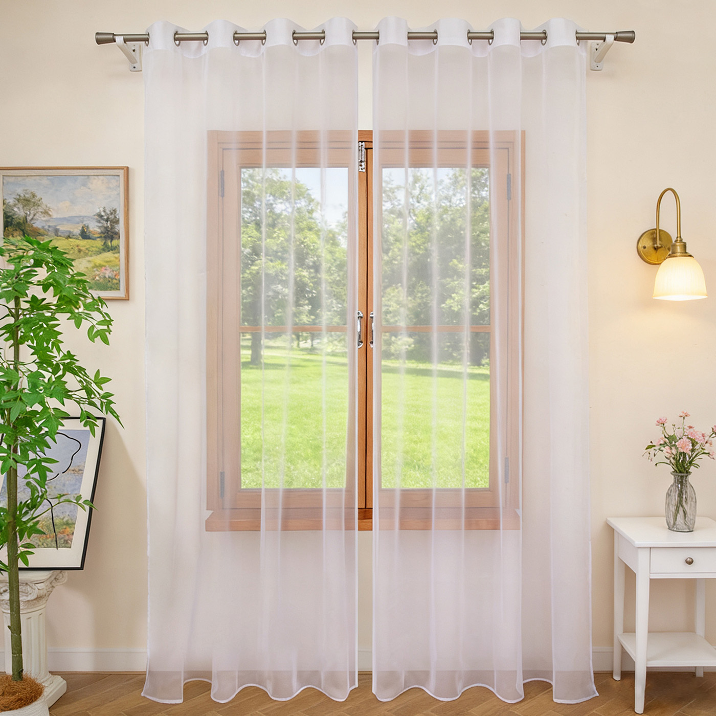Home Decor Pt - 1 rideau blanc transparent, à œillets,