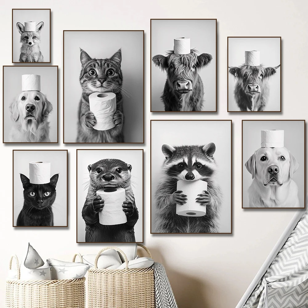 Home Decor Scrap - Affiche sur toile avec vache des