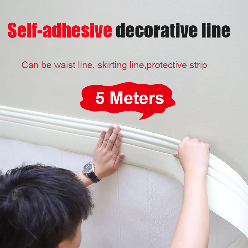 Home Decor Wall Molding - Moulure murale autocollante 5M en NBR,
