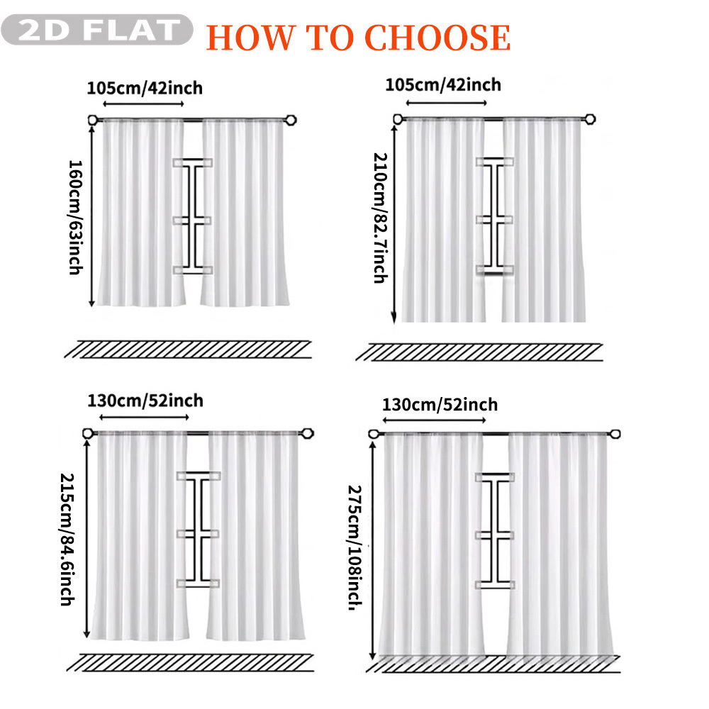 Rideaux transparents plats 2D  - Home Decor Curtain avis et prix